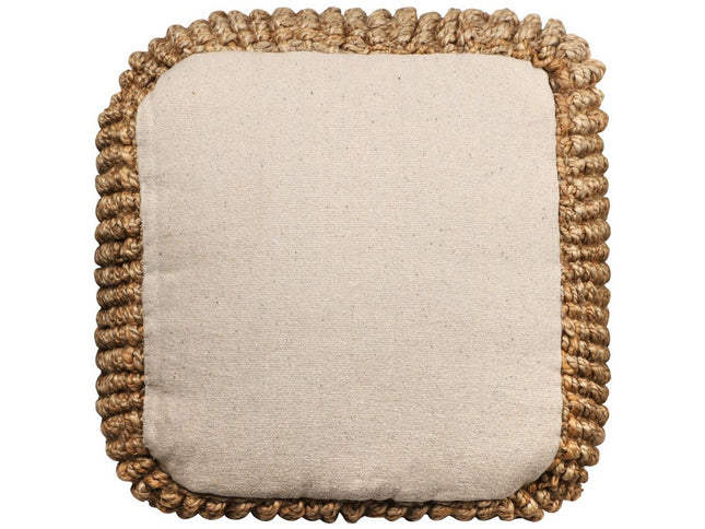 18" Natural Jute Blend Cube Pouf Ottoman