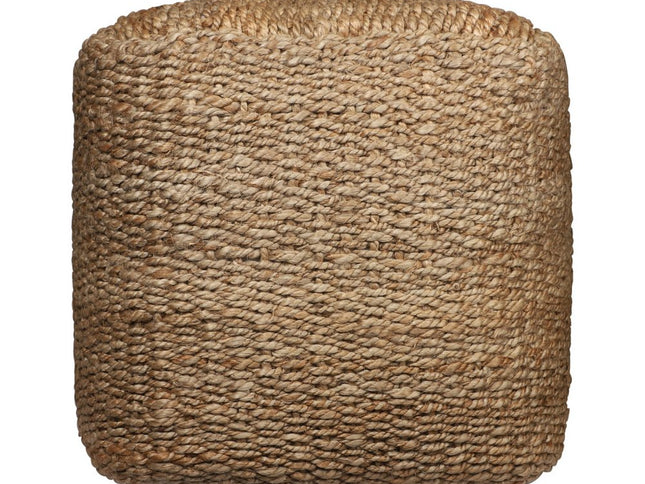 18" Natural Jute Woven Blend Cube Pouf Ottoman