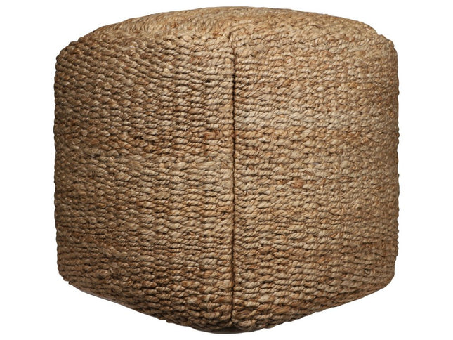 18" Natural Jute Woven Blend Cube Pouf Ottoman