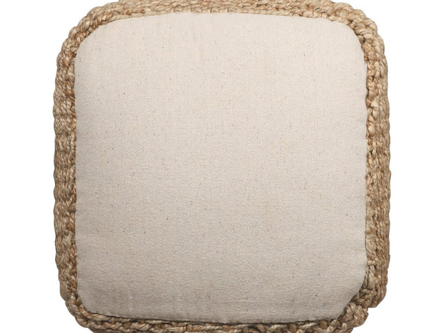18" Natural Jute Woven Blend Cube Pouf Ottoman