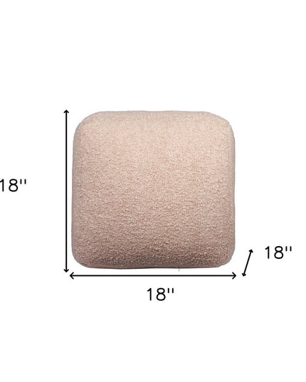 18" Taupe Polyester Cube Outdoor Pouf Ottoman