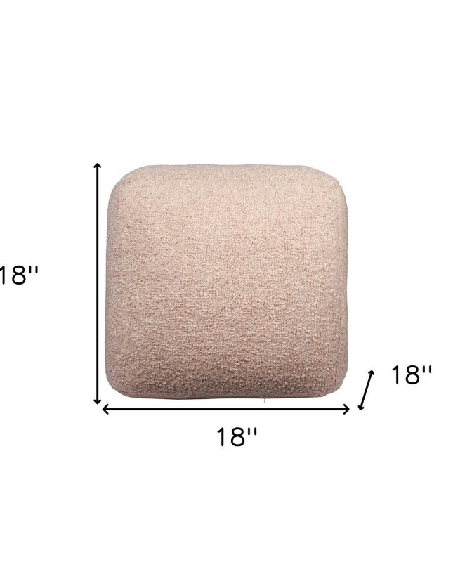 18" Taupe Polyester Cube Outdoor Pouf Ottoman