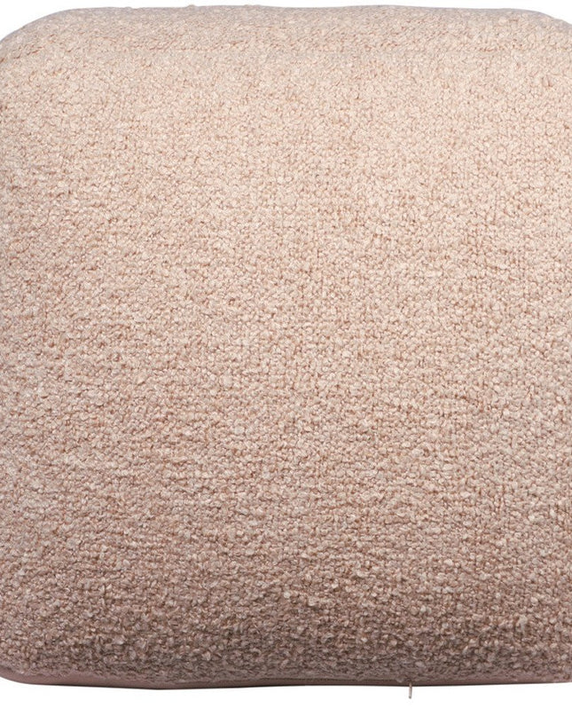 18" Taupe Polyester Cube Outdoor Pouf Ottoman