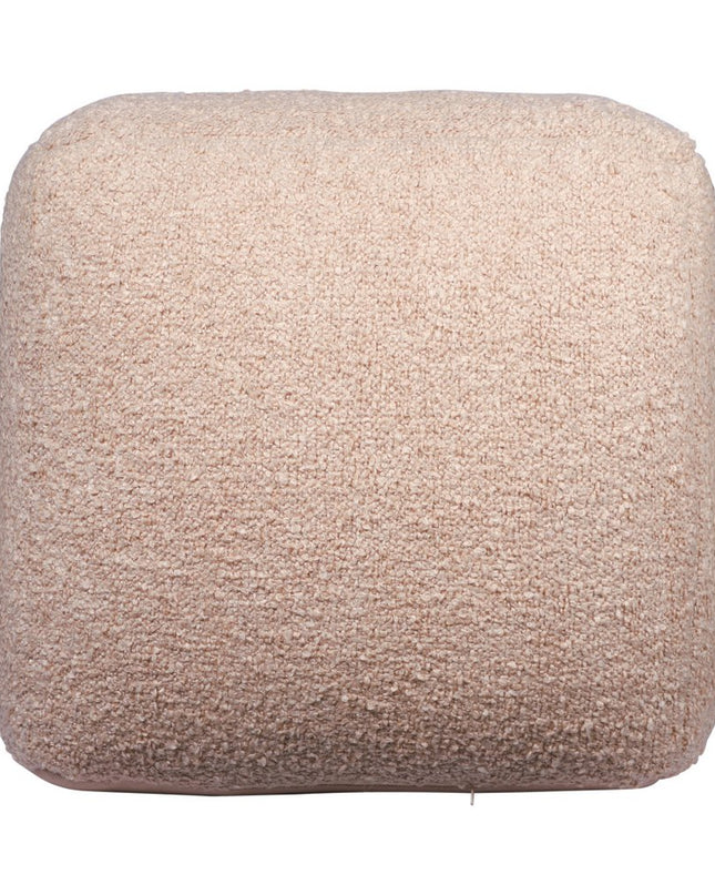 18" Taupe Polyester Cube Outdoor Pouf Ottoman