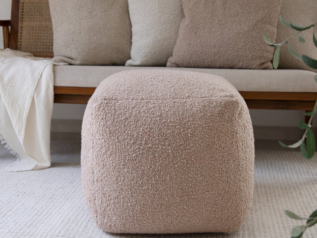 18" Gray Polyester Cube Outdoor Pouf Ottoman