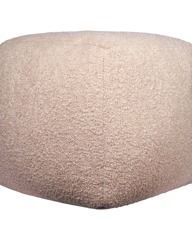 18" Taupe Polyester Cube Outdoor Pouf Ottoman