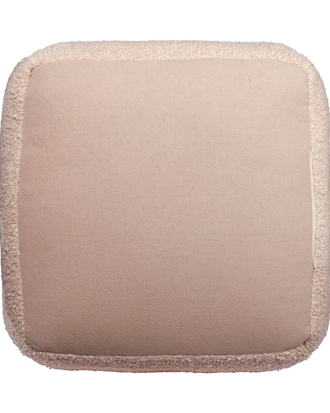 18" Taupe Polyester Cube Outdoor Pouf Ottoman