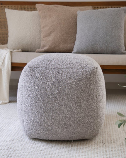 18" Gray Polyester Cube Outdoor Pouf Ottoman