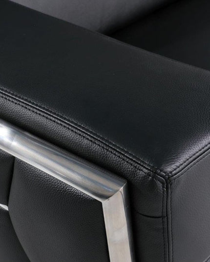 89" Black And Silver Leather Sofa