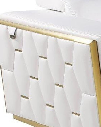 89" White And Silver Leather Sofa