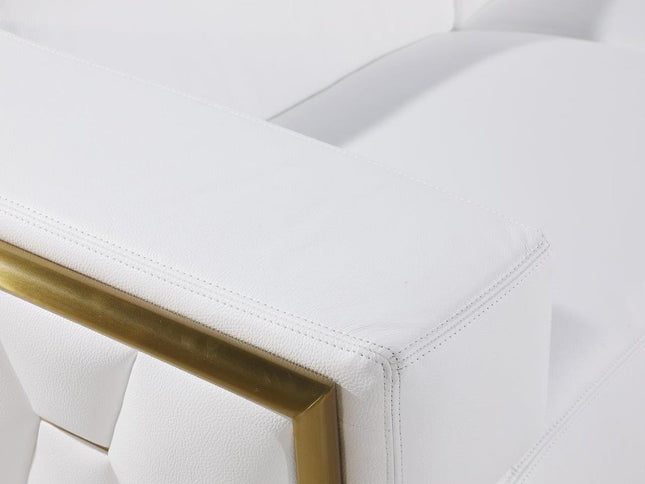 89" White And Silver Leather Sofa