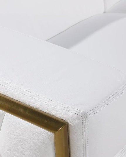 89" White And Silver Leather Sofa