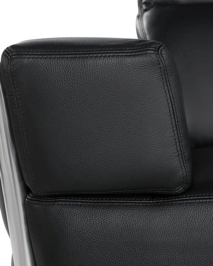 70" Black And Silver Italian Leather Loveseat