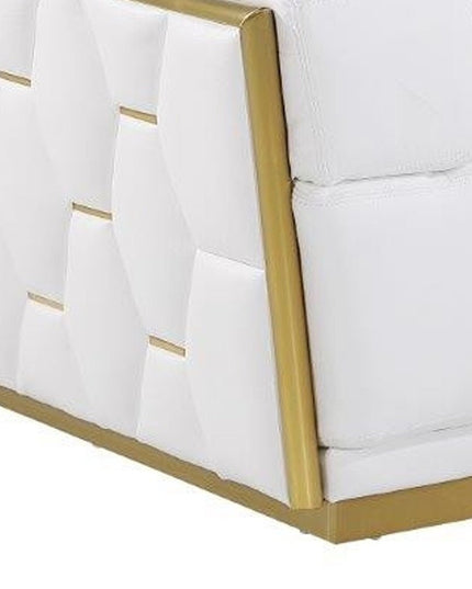 70" White And Silver Italian Leather Loveseat