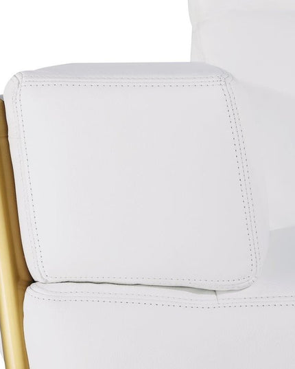 70" White And Silver Italian Leather Loveseat