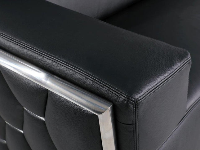 47" Black and Silver Italian Leather Club Chair