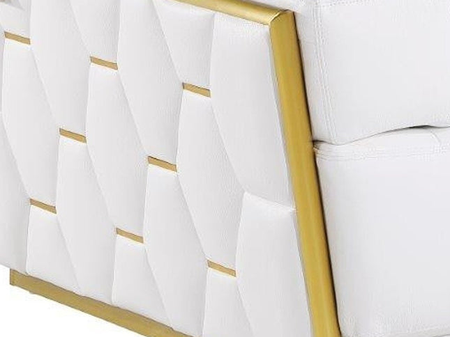 47" White and Gold Italian Leather Club Chair