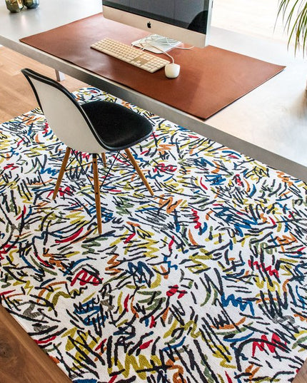 9' X 13' White Abstract Non Skid Area Rug