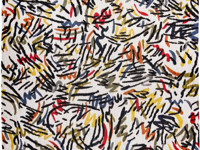 9' X 13' White Abstract Non Skid Area Rug