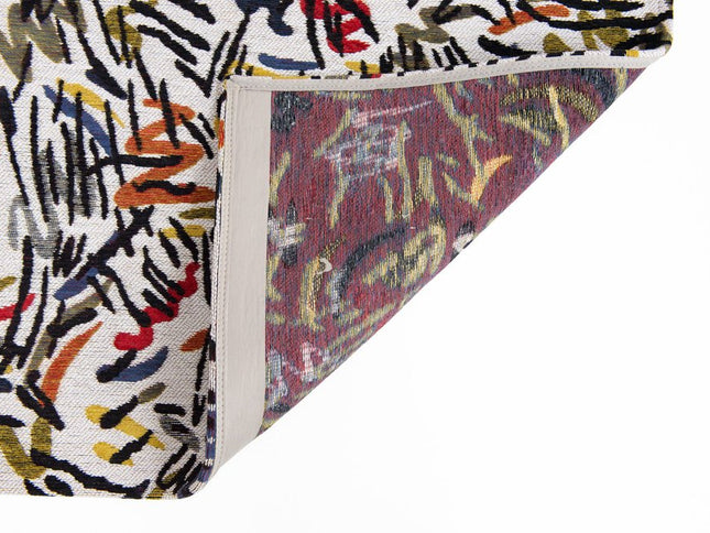 9' X 13' White Abstract Non Skid Area Rug