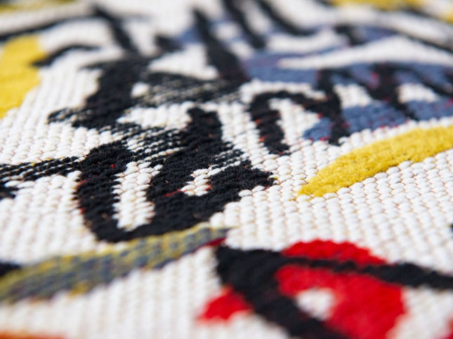 9' X 13' White Abstract Non Skid Area Rug