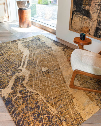 9' X 13' Yellow Abstract Non Skid Area Rug