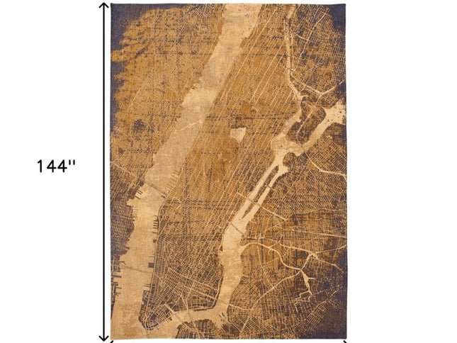 9' X 13' Yellow Abstract Non Skid Area Rug