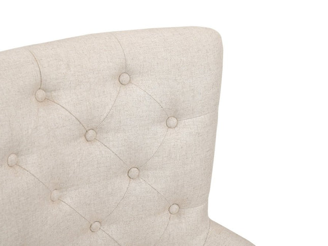 24" Beige Fabric Tufted Arm Chair