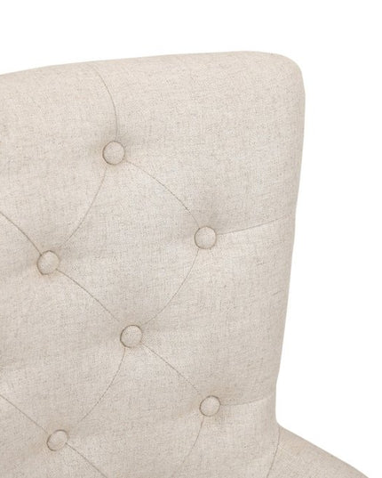 24" Beige Fabric Tufted Arm Chair