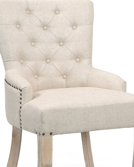 24" Beige Fabric Tufted Arm Chair