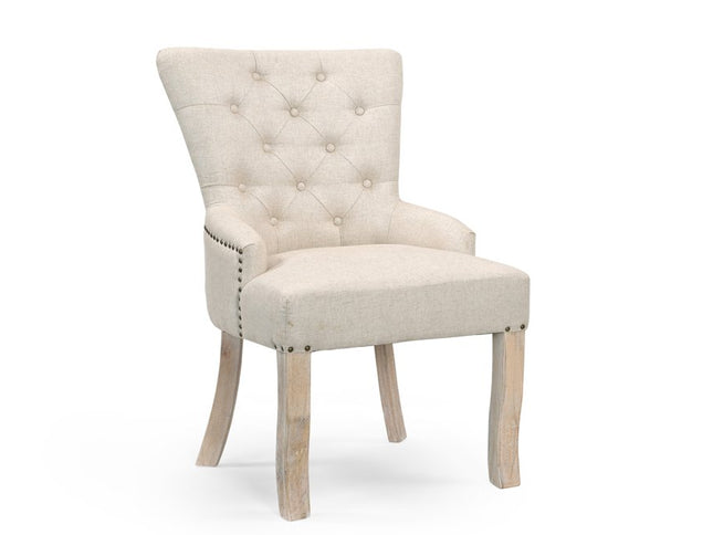 24" Beige Fabric Tufted Arm Chair