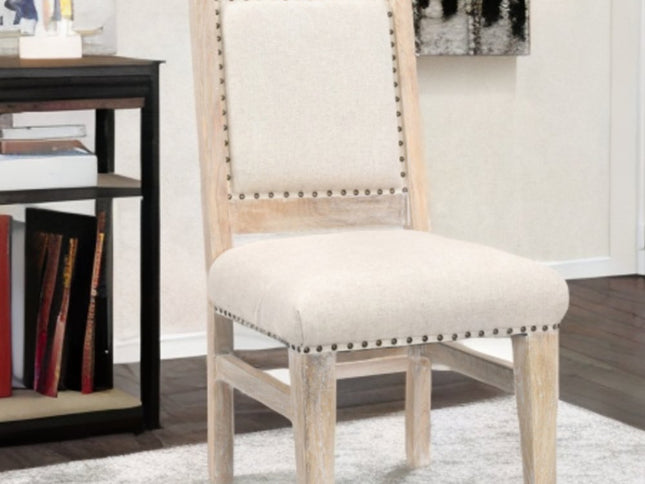 20" Beige And White Side Chair