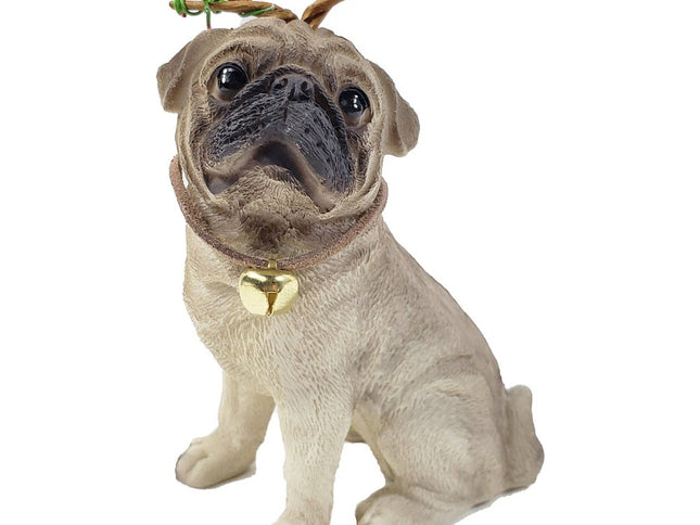 4" Cream Brown And Gold Polyresin Dog Christmas Figurine