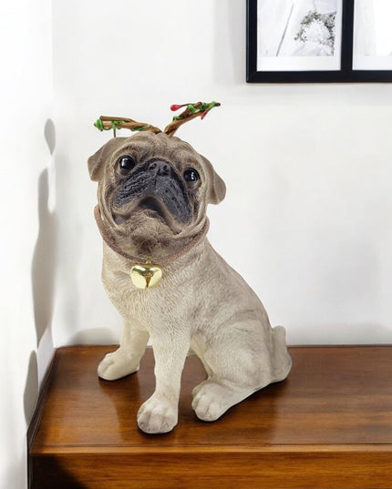 4" Cream Brown And Gold Polyresin Dog Christmas Figurine