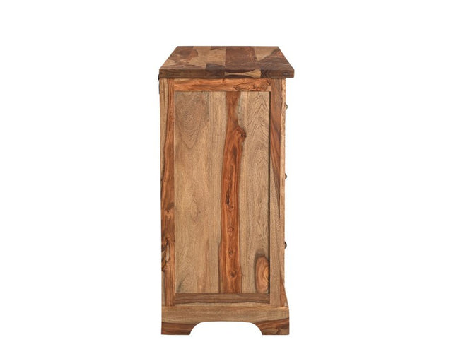 60" Brown Solid Wood Live Edge Six Drawer Double Dresser