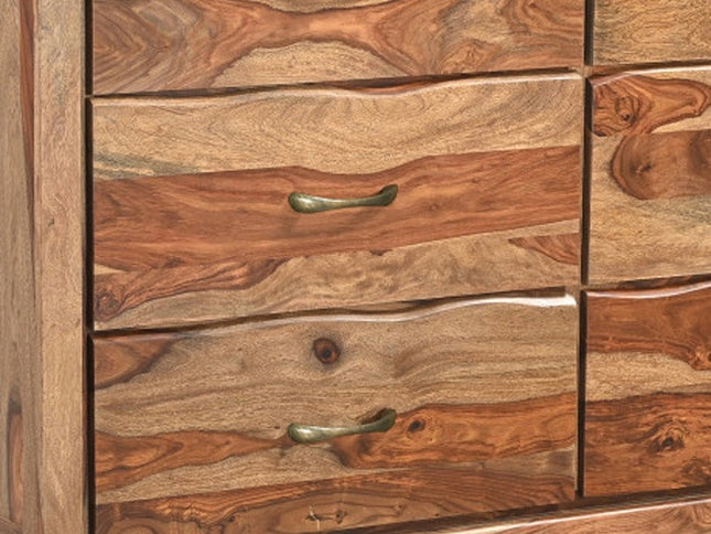 60" Brown Solid Wood Live Edge Six Drawer Double Dresser