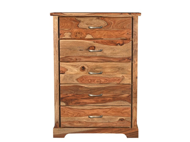 36" Dark Brown Solid Wood Five Drawer Chest