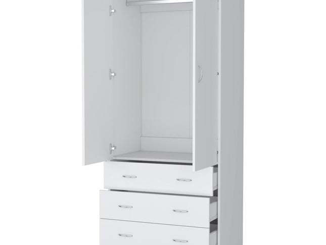 71" White Two Door Three Drawer Combo Dresser