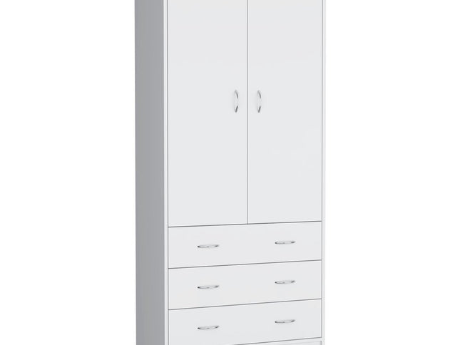 71" White Two Door Three Drawer Combo Dresser