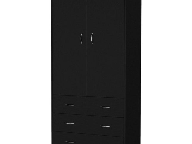 71" Black Two Door Three Drawer Combo Dresser