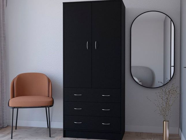 71" Black Two Door Three Drawer Combo Dresser