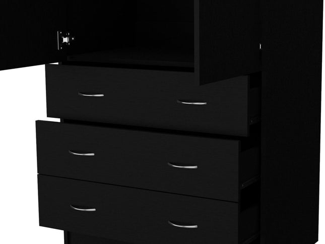 71" Black Two Door Three Drawer Combo Dresser