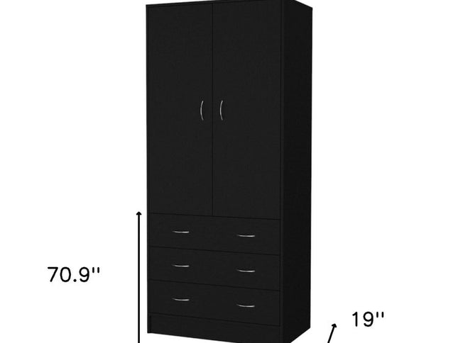 71" Black Two Door Three Drawer Combo Dresser