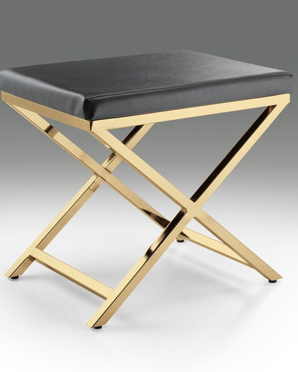 21" Charcoal and Gold Faux Leather Vanity Chair