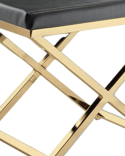 21" Charcoal and Gold Faux Leather Vanity Chair