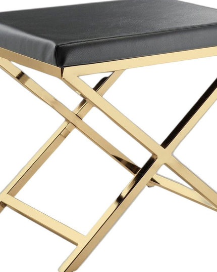 21" Charcoal and Gold Faux Leather Vanity Chair