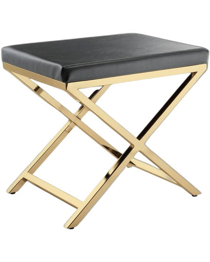 21" Charcoal and Gold Faux Leather Vanity Chair