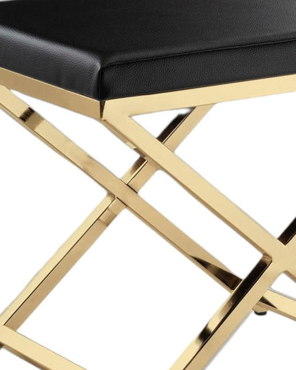 21" Black and Gold Faux Leather Vanity Chair
