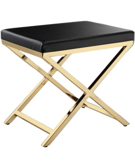 21" Black and Gold Faux Leather Vanity Chair