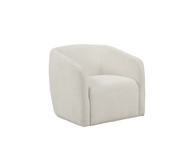 32" Beige Fabric Barrel Club Chair